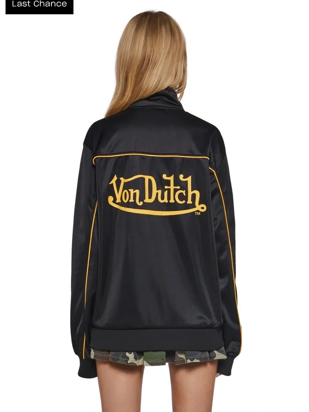 Von Dutch Black Jacket with Yellow Logo Piping - Picture 1 of 7